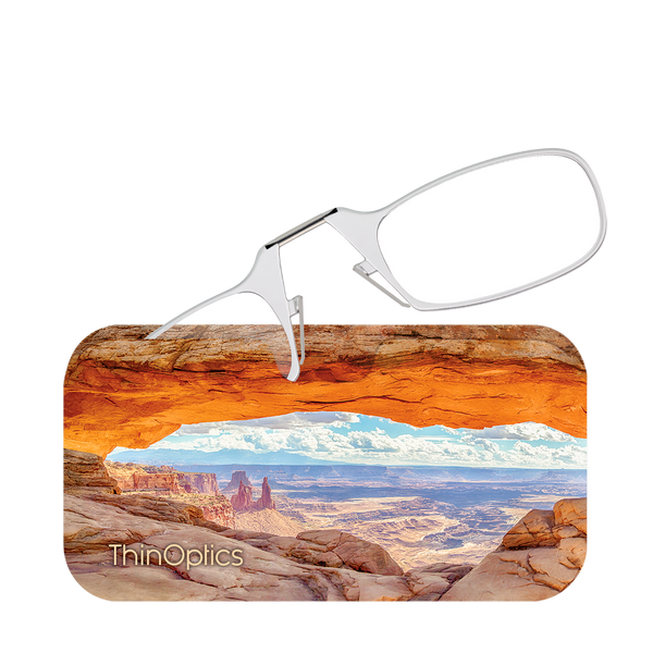 Clear ThinOptics Readers peeking out of a Canyon Lands Universal Pod